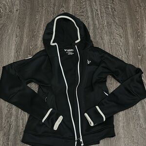 Korsa Black Zip-Up Hoodie with White Trim